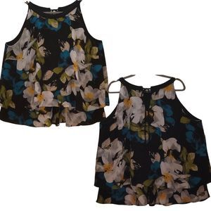 Worthington Size 2X Flower Print Two Layer Sleeveless Blouse